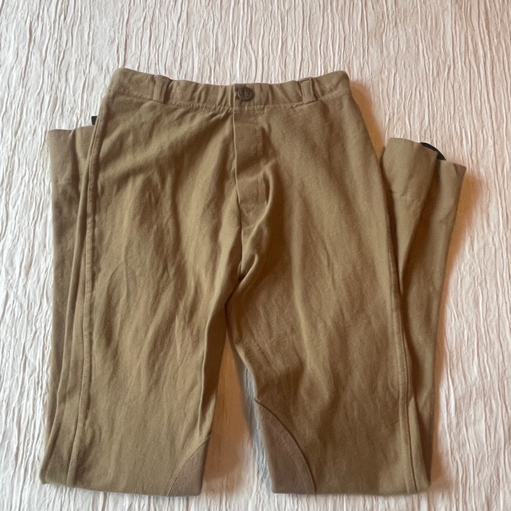 Cotton Riders Euro Riding Jodhpurs Jods Tan Cotton Lycra Knee Patches Girls 12